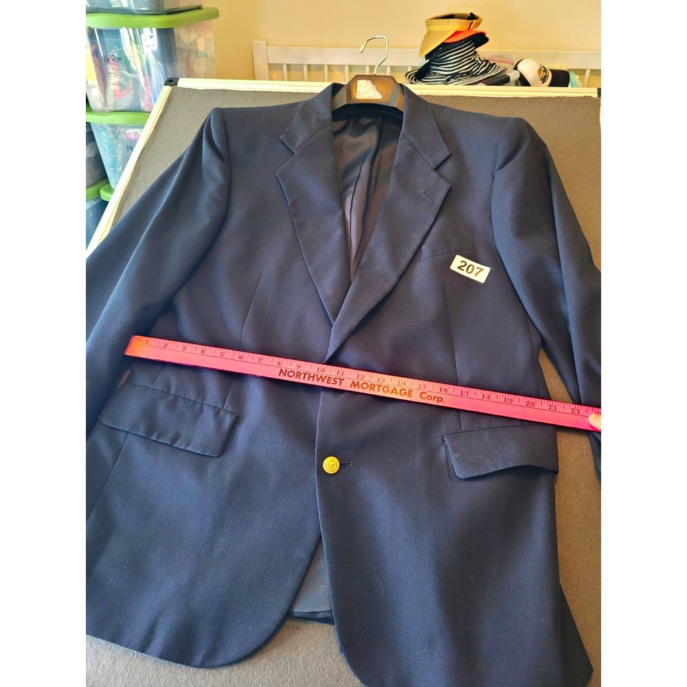 Vintage Kuppenheimer Navy Wool Suit Jacket 44R Classic Fit 2-Button Single Vent